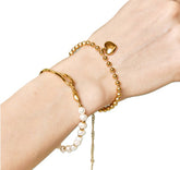 18K GOLD PLATED STAINLESS STEEL "HEART" BRACELET