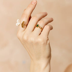 18K GOLD PLATED STAINLESS STEEL FINGER RING, INTENSITY