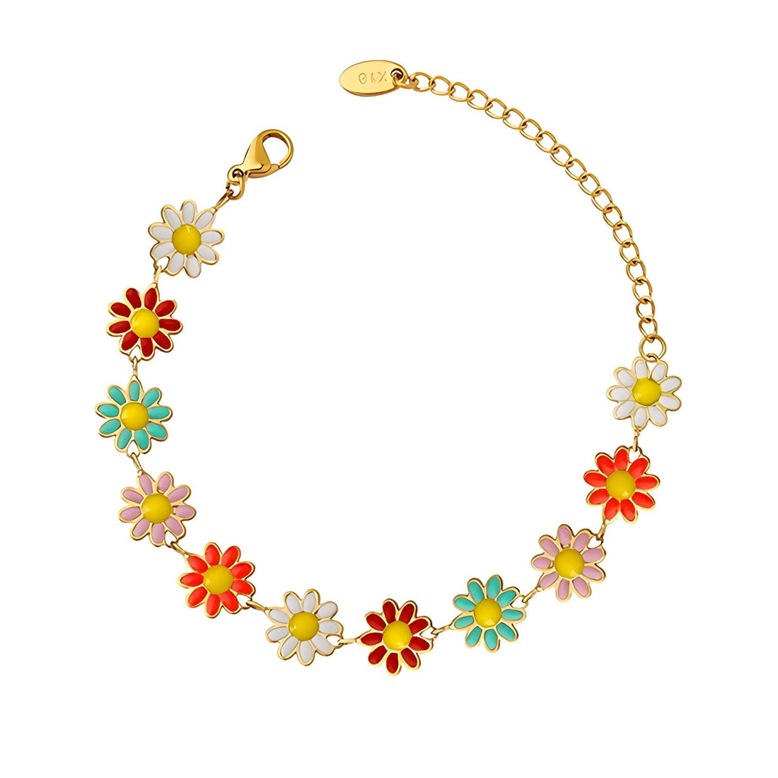 18K GOLD PLATED STAINLESS STEEL &quot;FLOWERS&quot; BRACELET