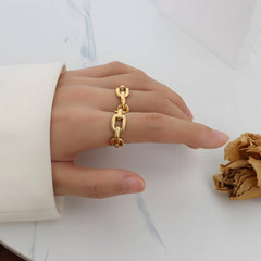 18K GOLD PLATED STAINLESS STEEL FINGER RING, INTENSITY