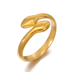 18K GOLD PLATED STAINLESS STEEL "SNAKES" FINGER RING, INTENSITY