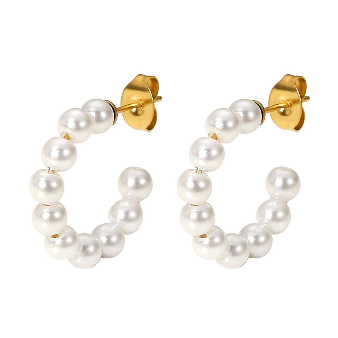 18K GOLD PLATED STAINLESS STEEL PEARL IMITATION EARRINGS