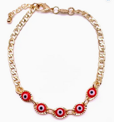 Red Evil Eye Link Bracelet