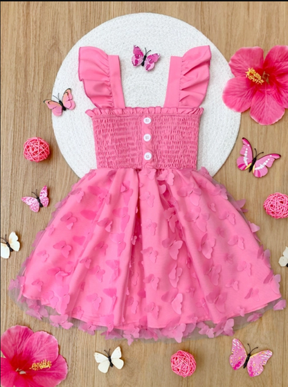 Butterfly Kisses Pink Smocked Dress