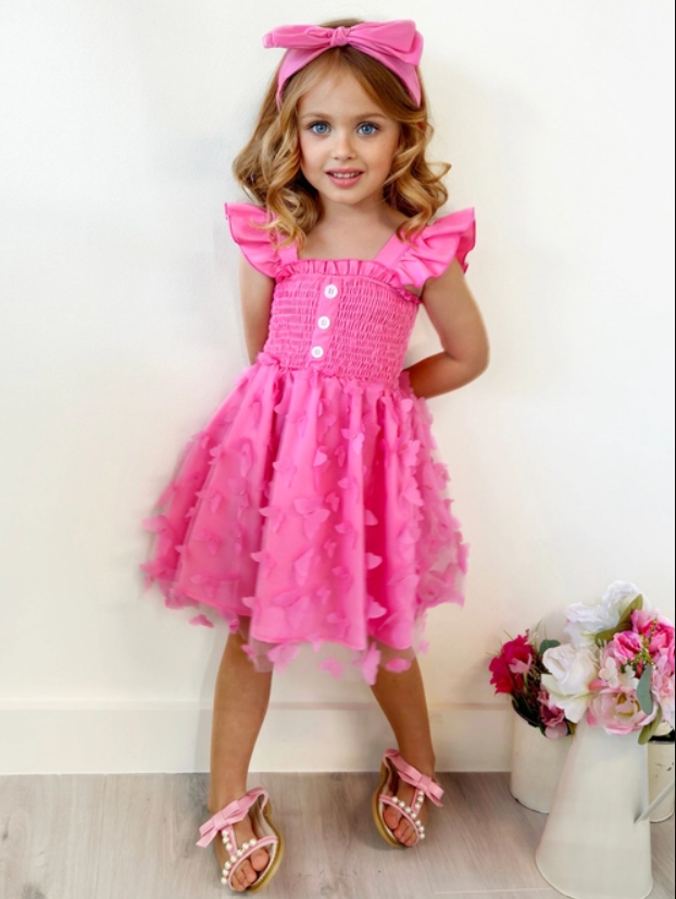 Butterfly Kisses Pink Smocked Dress