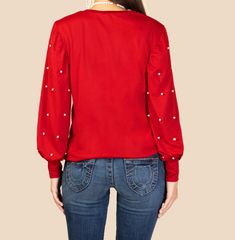 Pearl Embellished Long Sleeve Top