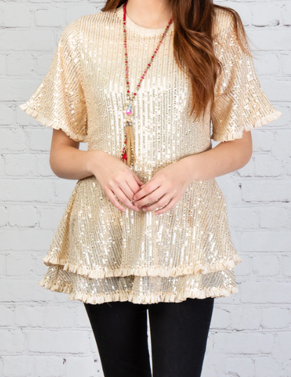Sequin Top with Flared Bottom