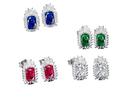 Vintage Rectangle Zirconia Stud Earrings