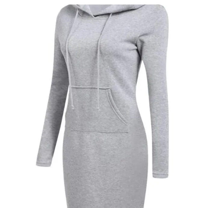 Regular Casual Hooded Dress Long Sleeve