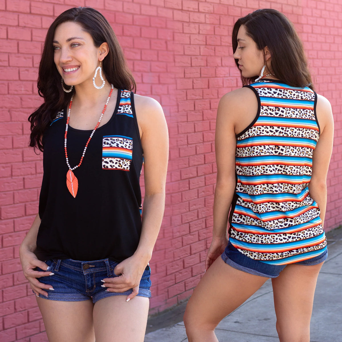 Leopard and Stripes Tank Top