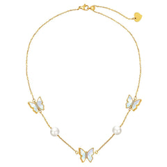 18K GOLD PLATED STAINLESS STEEL "BUTTERFLIES" NECKLACE