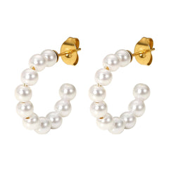 18K GOLD PLATED STAINLESS STEEL PEARL IMITATION EARRINGS