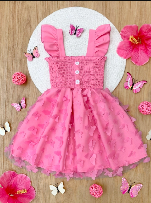 Butterfly Kisses Pink Smocked Dress