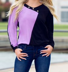 Color Block Long Sleeve Top